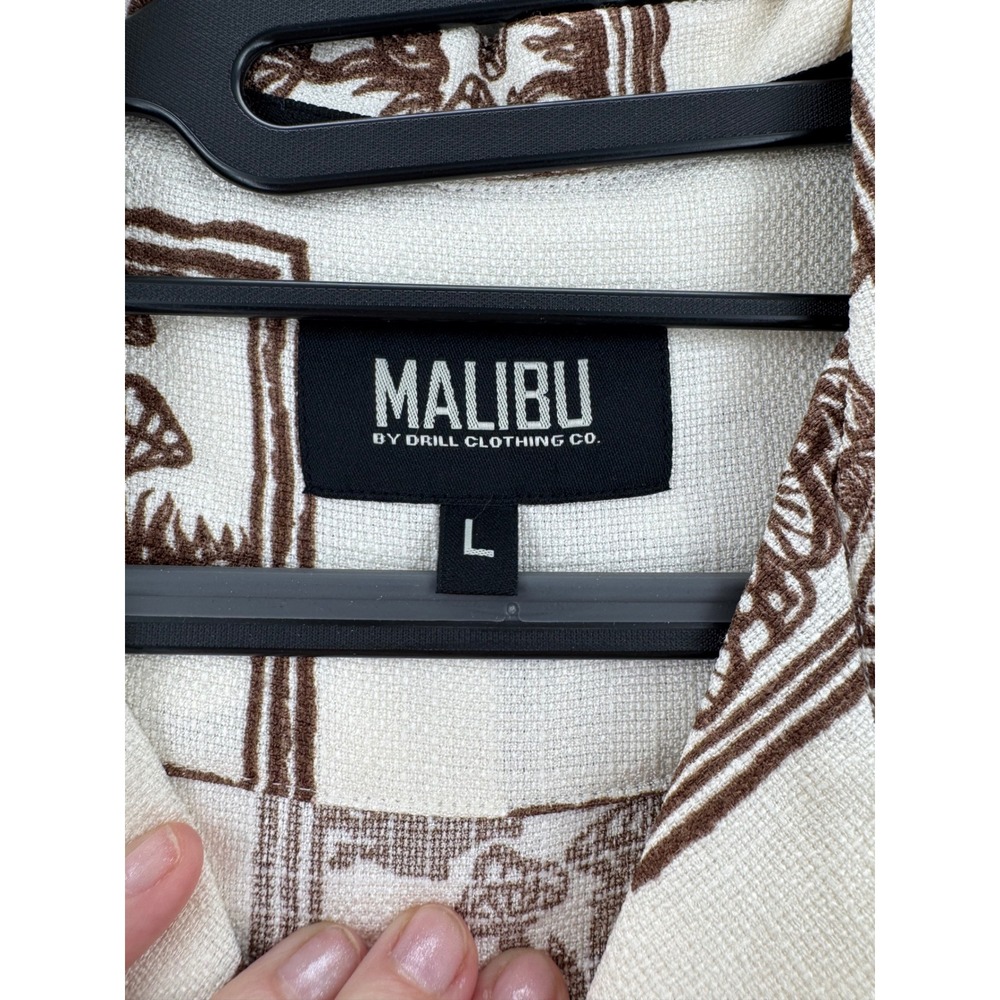 Malibu By Drill Clothing Co Mushroom Botanical Print -‎ Cream Brown - L - Men - Picture 3 of 7